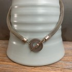 Vintage Artisan Crafted 16  Round Mesh Choker With Toggle Clasp   Rhodium Plated