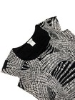 90s Style Black   White Psychedelic Abstract Print Short Sleeve Top