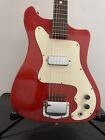 1965 Kay Vanguard Vintage Rare Red Gibson Humbucker Electric Guitar Soft Shell 