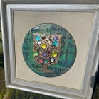 Vintage Mid-century Enamel On Copper Chalice Framed Religious Mcm Art Shadowbox