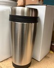 New 16oz Stainless Steel Travel Mug Tumbler Black Rubber Grip Lid