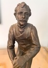 Antique Handsome German Cast Bronze Bowling Player Trophy Figurine From 1910s