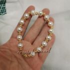 Beautiful 7 5-8  Aaa  10-9 Mm Natural South Sea White Pearl Bracelet 14k Gold