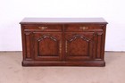Henredon French Provincial Carved Oak Sideboard Or Bar Cabinet  Circa 1970s