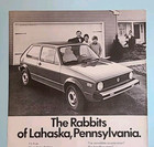 1975 Volkswagen Rabbit Vtg 1970 s Magazine Print Ad  The Rabbits Of Lahaska  Pa