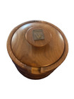 Vintage Mid Century Wooden Ice Bucket Lidded Inlaid Walnut Mcm Barware Litchfiel
