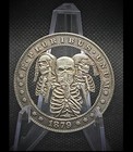 Hobo Cut Coin Skull Skeleton See Speak Hear No Evil Fantasy Art Coin Dollar
