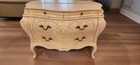 Pair Vintage French Provincial Bombe 4 Drawer Chests Cream Louis Xv Style