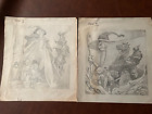 Pair Of 60s Lord Of The Rings Pencil Sketches 14x12 5-gandalf frodo black Riders