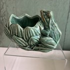 Vtg Mccoy Pottery Frog   Lilypad Planter Vgc Toad Flower Pot