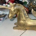 Vintage Brass Unicorn Figurine Lying Korea Mythical Statue