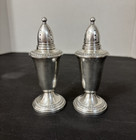 Vintage Crown Sterling Weighted Salt   Pepper Shakers Glass Lined