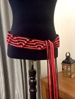 Elvis Presley Macrame Red-black Zig-zag Belt With Tassels