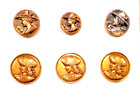 Antique Vintage Lot Of 12 Metal Picture Buttons -people In Costumes - M118
