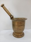 Antique Solid Brass Mortar And Pestle     Vintage Apothecary Herbal Grinder
