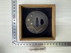 Y10199 Tsuba Iron Sword Guard Brass Inlay Box Japan Samurai Antique Koshirae Edo
