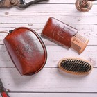 Beard Brush And Comb Set  Boar Bristle Hair Beard Brush Kit With Small Leather