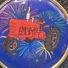 Vintage International Harvester Farmall Red Tractor Enamel Lapel Hat Pin 