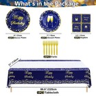 Blue And Gold Party Supplies Birthday Plates Napkins Tablecloth 81 Pcs