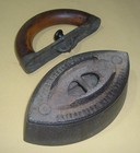 Antique Sad Iron W detachable Handle  signed 