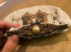 Antique 1800 s Handmade Victorian Needlepoint Micro Bead Purse Hand Bag Pearl