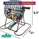 Deluxe Bingo Game Set-6 Inch Metal Cage  Master Board 75 Colored Balls  50 Bingo
