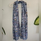 Vera Bradley Nwt Playful Cat Print Soft Fringe Large Sheer Lightweight Scarf