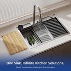 33 l X 22 w X 10 h Waterfall Kitchen Sink With Faucet  Drop In Workstation Sink