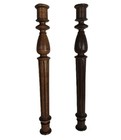 Pair Of Large Reclaimed Carved Wood Spindles - 1800s Architectural Balusters