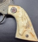 Hubley 1950s Cowboy Cap Revolver Gun   Tooled Leather Holster