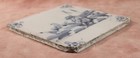 Antique Delft Pottery Tile C1800 Farmer Hunter Fisherman Chicken 5 Inch Sq 