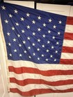 Vtg 50 Star Us American Flag 5 x8  Large Embroidered Stars Sewn Stripes Cotton