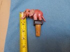 Vintage Pink Elephant Mechanical Bottle Stopper Carved Look Cork