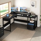 65   L Shaped Desk With File Drawer Corner Office Desk Computer Desk Lift Top