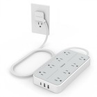 Power Strip Surge Protector Flat Plug Extension Cord With 8 Outlet 3 Usb Charger