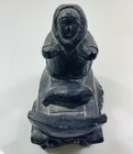 Vintage Alaskan Original Hand Carved Cast Sculpture Eskimo Inuit Ice Fishing