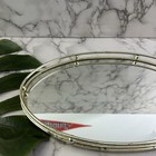 Vintage 70s Oval Mirror Tray Gold Tone Metallic Minimal Vanity Bathroom Decor