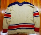Vintage 1940 s-50 s Adult Size Wool Hockey Sweater Jersey Ny Rangers Colors  4  
