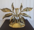 Vintage Brass Leaf Symmetrical Candlestick Holder Mcm