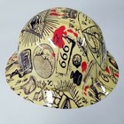 Full Brim Hard Hat Custom Hydro Dipped Alchemy   Occult Wiccan Pentegram Sick