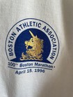 1996 Boston Marathon Adidas L Shirt 100 Year Anniversary White  Made In Usa
