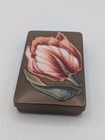 Rare Vtg 50s Japan Ando Jubei Copper Cloisonne Enamel Raised Flower Trinket Box