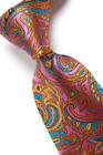 New Classic Paisley Pink Brown Green Jacquard Woven 100  Silk Men s Necktie Tie