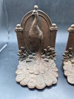     vintage Weidlich Brothers 1930s Bookends Art Deco Bronze Peacock Bird Set Pair