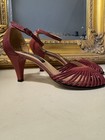 Beautiful Vintage Italian 1970s Disco Era Red Heeled Sandals Size 6 5