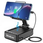 Techglow Foldable Cellphone Stand With Bluetooth Speaker And Power Bank Black