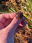Vintage 14k Yellow Gold Garnet Cluster Bohemian Ring