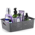   12 Pack   Plastic Storage Baskets - Small Pantry Organization And Gray