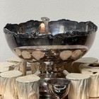 Punch Bowl Set W  12 Cups   Tray - Vintage Mcm Nickel Silver - E p Japan