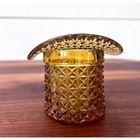 Vintage Amber Cut Glass Top Hat Topper Toothpick Holder Vase Daisy Or Star